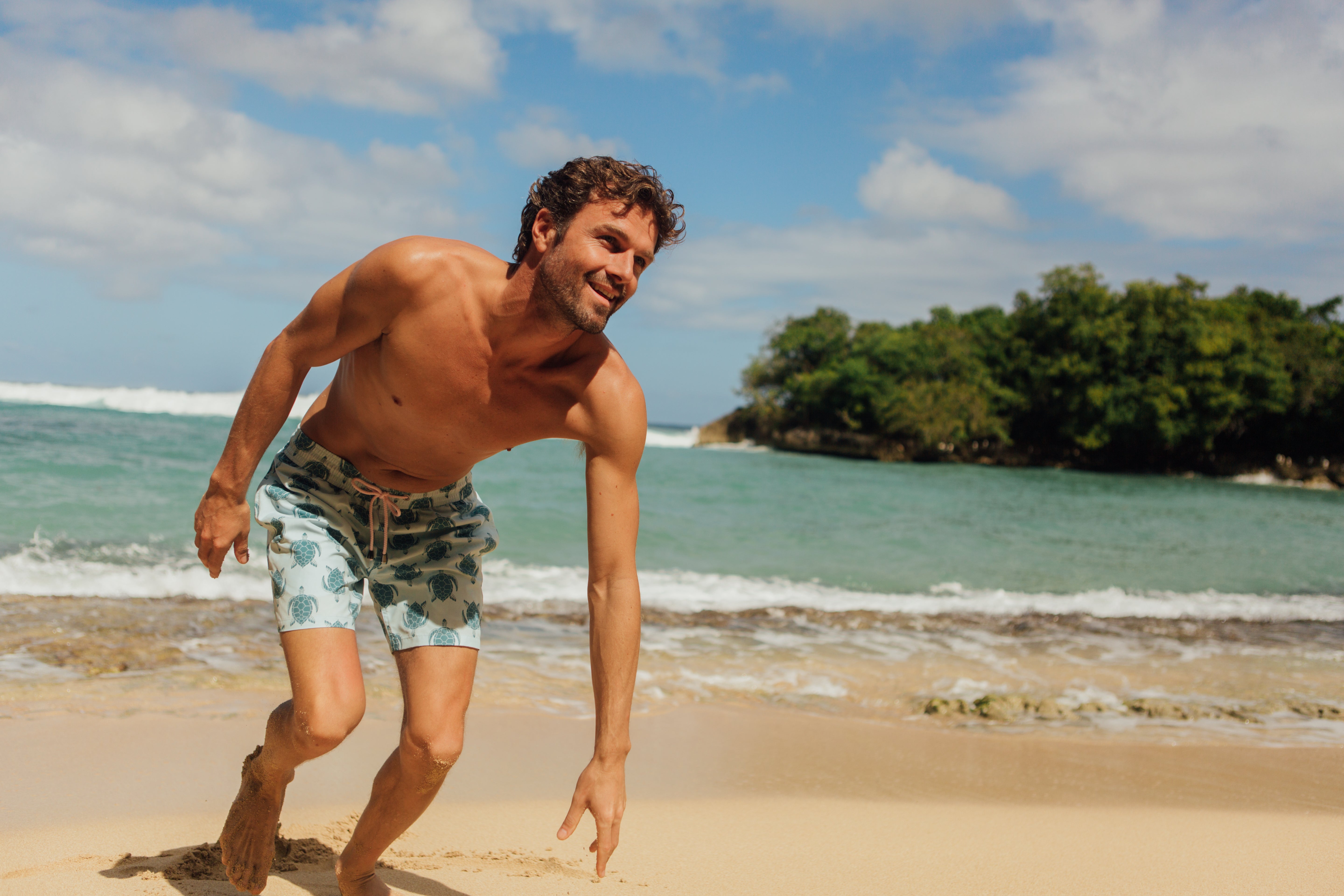 Comfortable and stylish men's swimwear in bold Caribbean prints