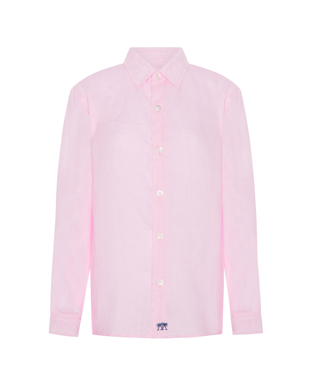 Children's long sleeved pale pink linen shirt by designer Lotty B for The Pink House Mustique