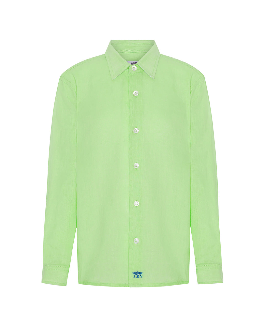 Long Sleeved Childrens Linen Shirt: PISTACHIO GREEN