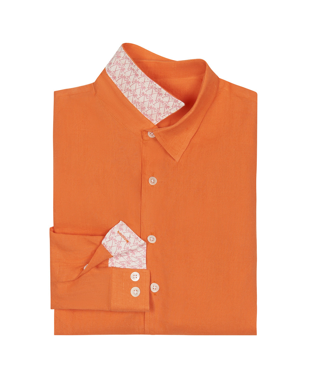 Childrens orange linen shirt by Lotty B Mustique