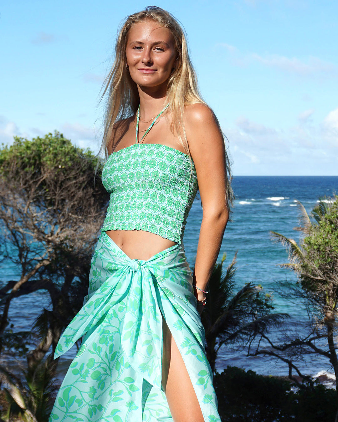 Shirred silk top, easy wear beach style by Lotty B Mustique