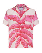 Lotty B silk festival shirt in tropical Banana print sunset pink