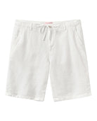 Casual pure linen plain white shorts with drawstring and belt loops