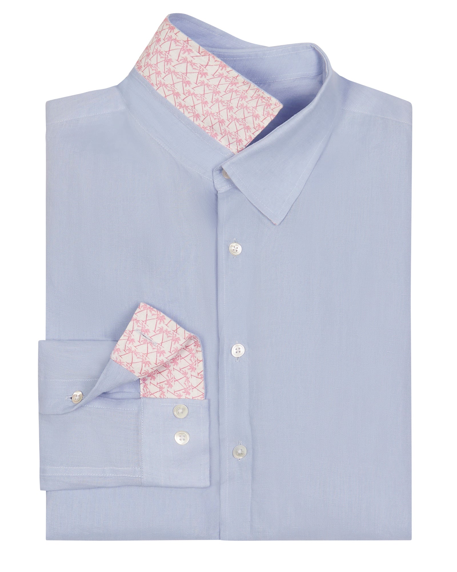 Men's linen shirt plain Azul Blue by Pink House Mustique