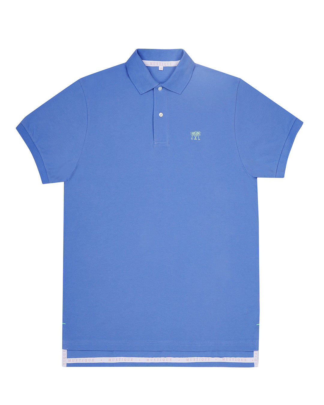 Premium Mens pure cotton mid blue polo shirt