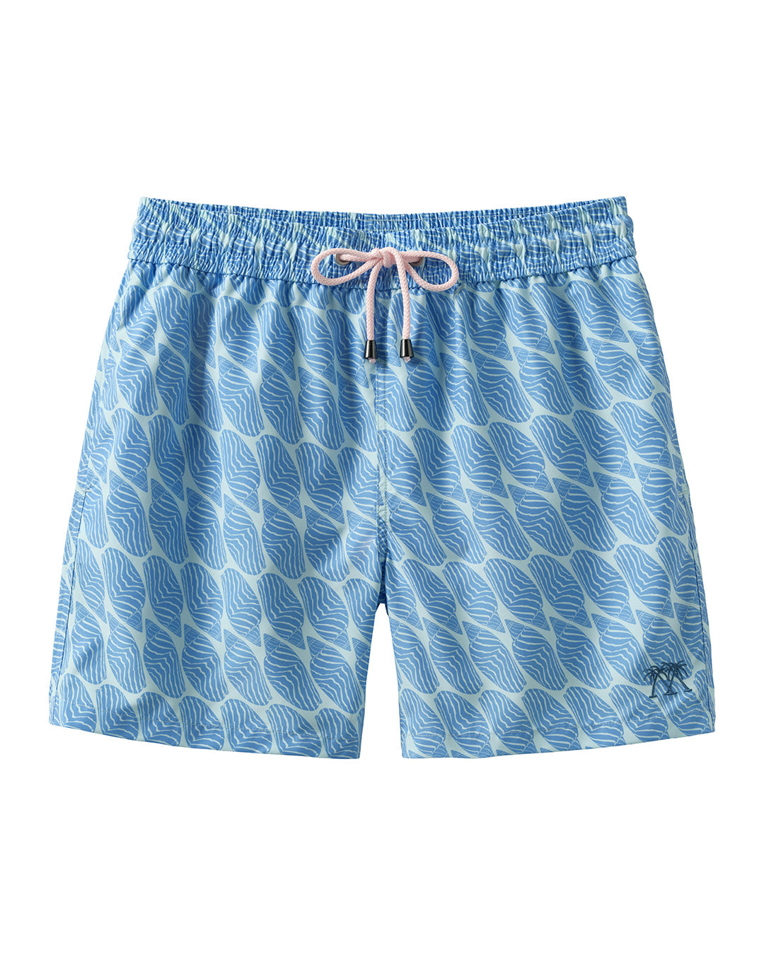 Men's swim shorts in blue Striped Shell print, recycled fabric by Pink House 