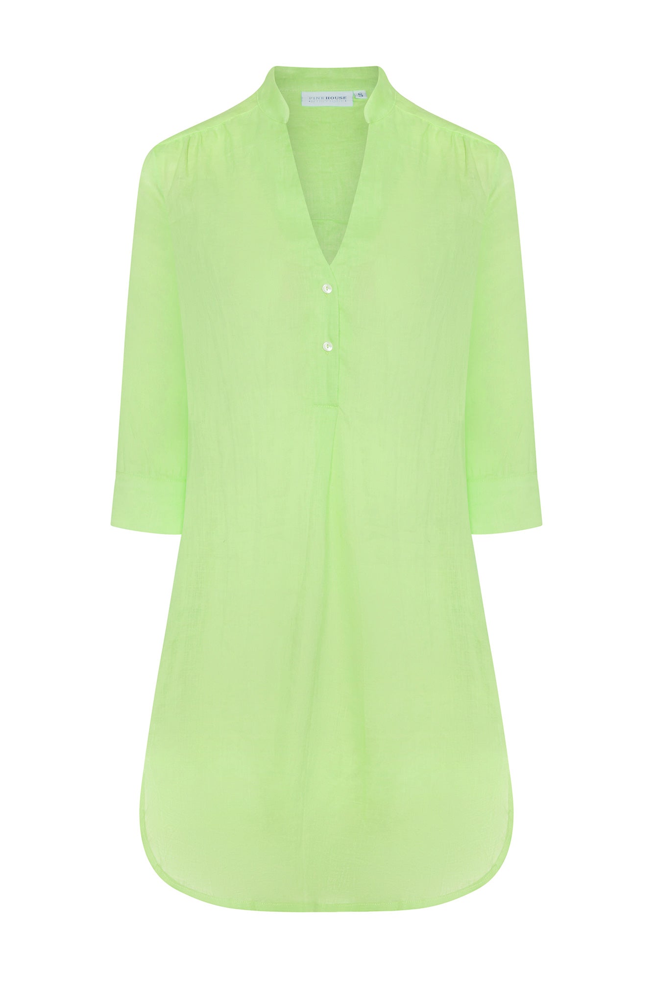 Women's Decima dress in pistachio green pure linen by Lotty B Mustique resortwear