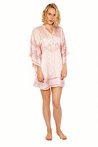 Lotty B Short Kaftan in Silk Crepe-de-Chine (Spiderlily Peach Pink) Front