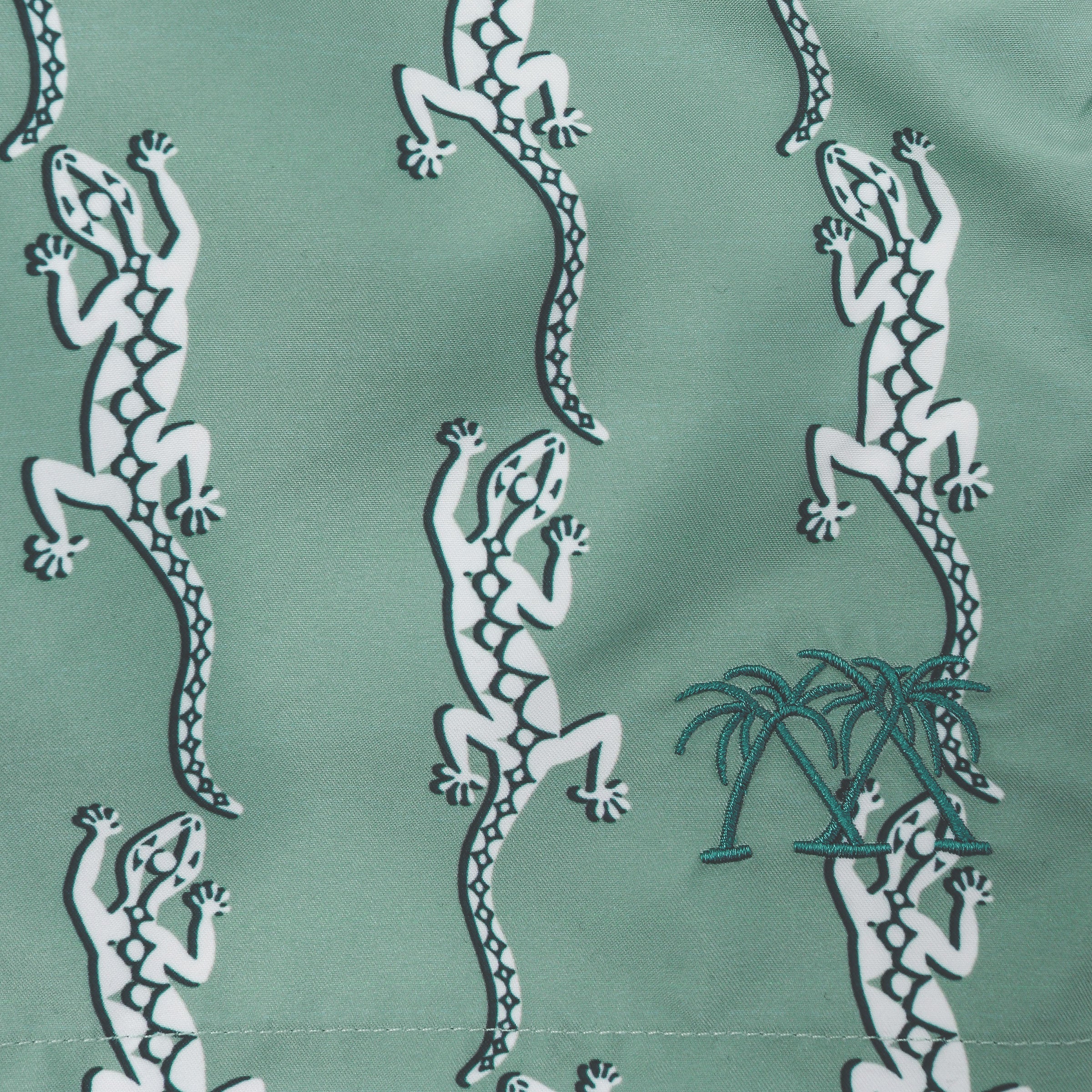 Quick Dry Swim fabric: GECKO - OLIVE, Pink House Mustique designer Lotty B