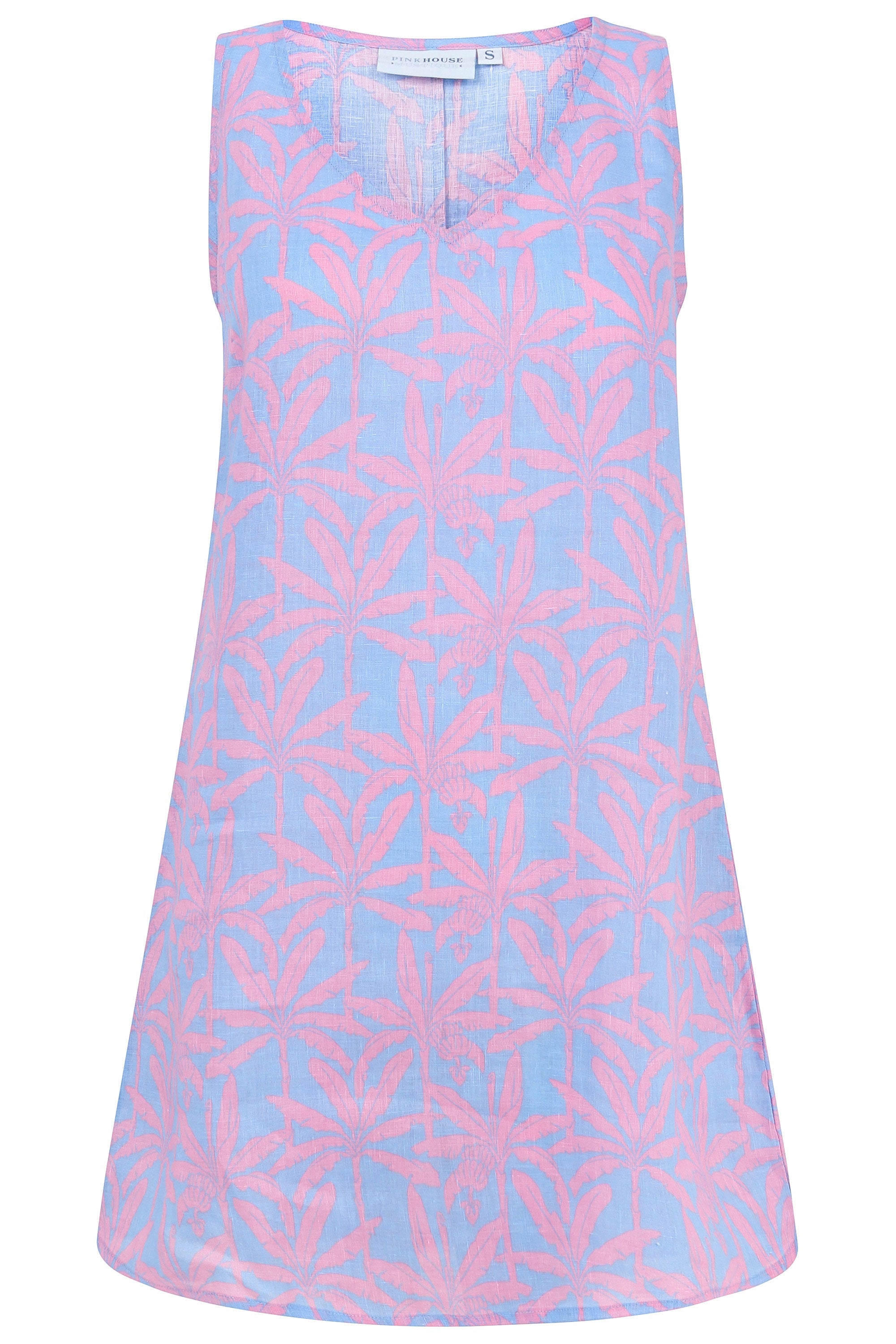 Womens Linen Slip Dress: BANANA TREE - PINK Caribbean holiday styles by Lotty B Mustique