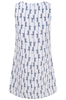 Womens Linen Slip Dress: GECKO - NAVY back detail, Pink House Mustique designer Lotty B