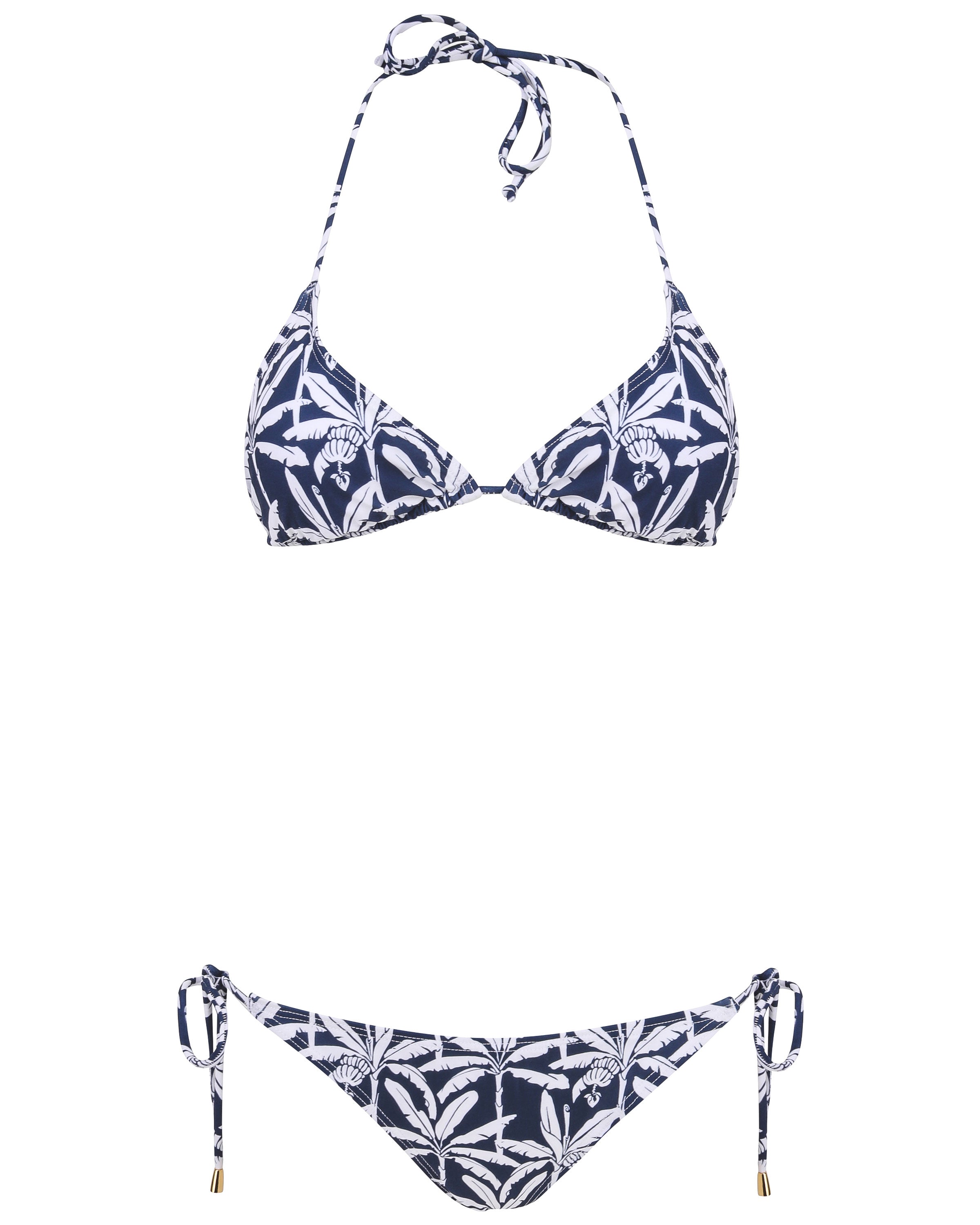 Womens Triangle Bikini : BANANA TREE - NAVY Caribbean swimwear by Lotty B Mustique