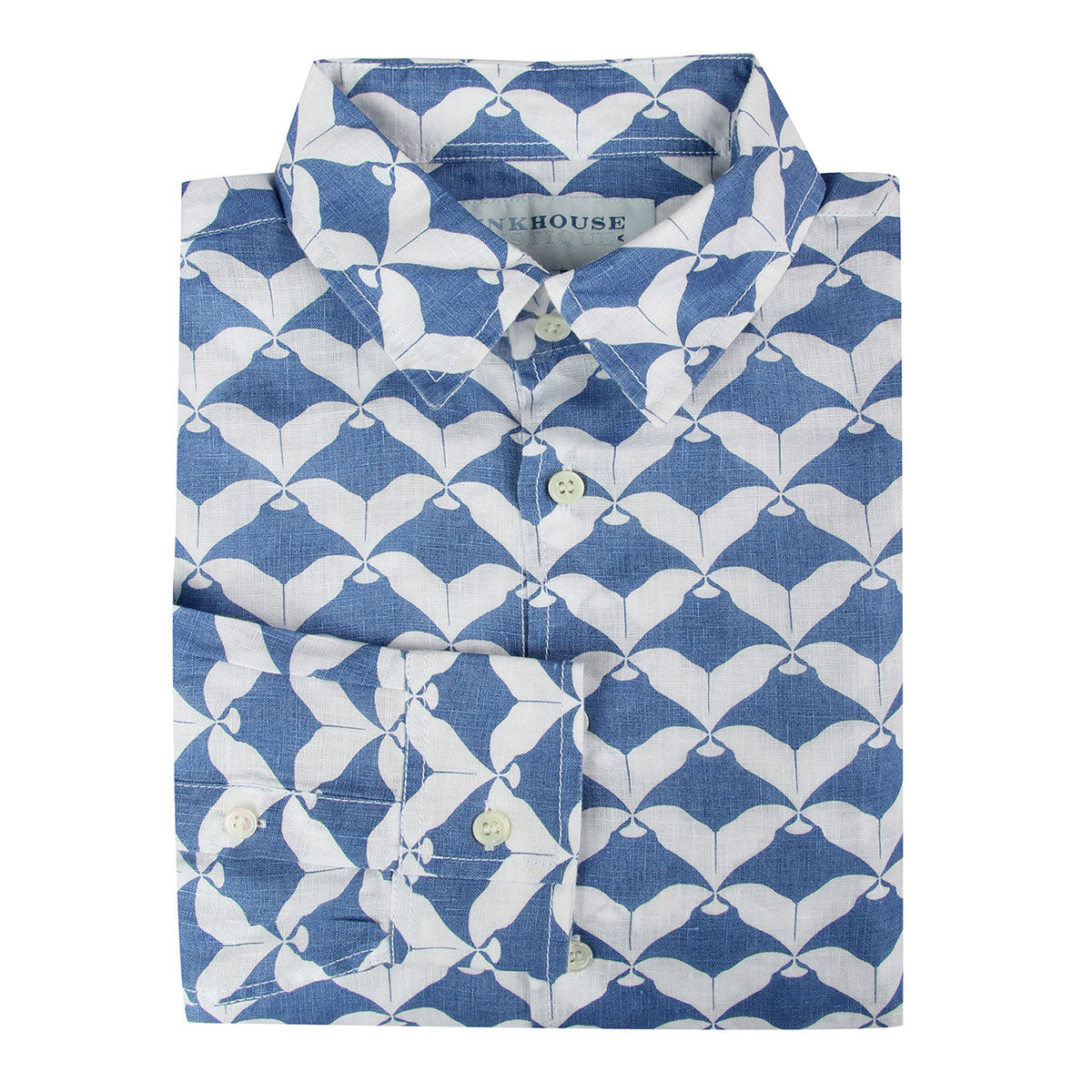 Childrens Linen Shirt: MANTA RAY NAVY