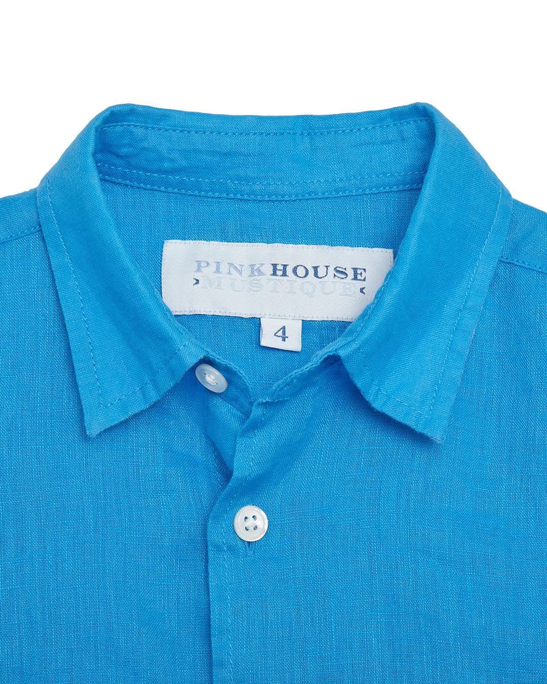 Finest children's linen shirts plain turquoise blue by Pink House Mustique