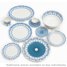 Full dinner service set in Palms blue design by Lotty B