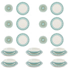 Fine Bone China Dinner Service : MUSTIQUE ISLAND - Bowl, Salad plate, Dinner plate, Side plate - 6 place settings (24 pieces)