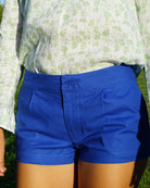 Womens Linen Shorts : DAZZLING BLUE designer Lotty B Womens holiday fashion