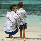 Boys swim trunks: GECKO - NAVY, Pink House Mustique dads & sons mini me summer styles designer Lotty B 