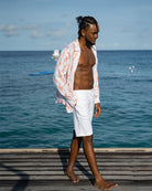 Mens Linen Shorts : CLASSIC WHITE designer Lotty B Mustique vacation essentials