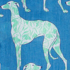 Lurcher blue green print on linen OEKOTEX certified