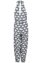 Lotty B Jumpsuit in Silk Crepe-de-Chine: SINGLE PALM REPEAT - BLACK/WHITE back