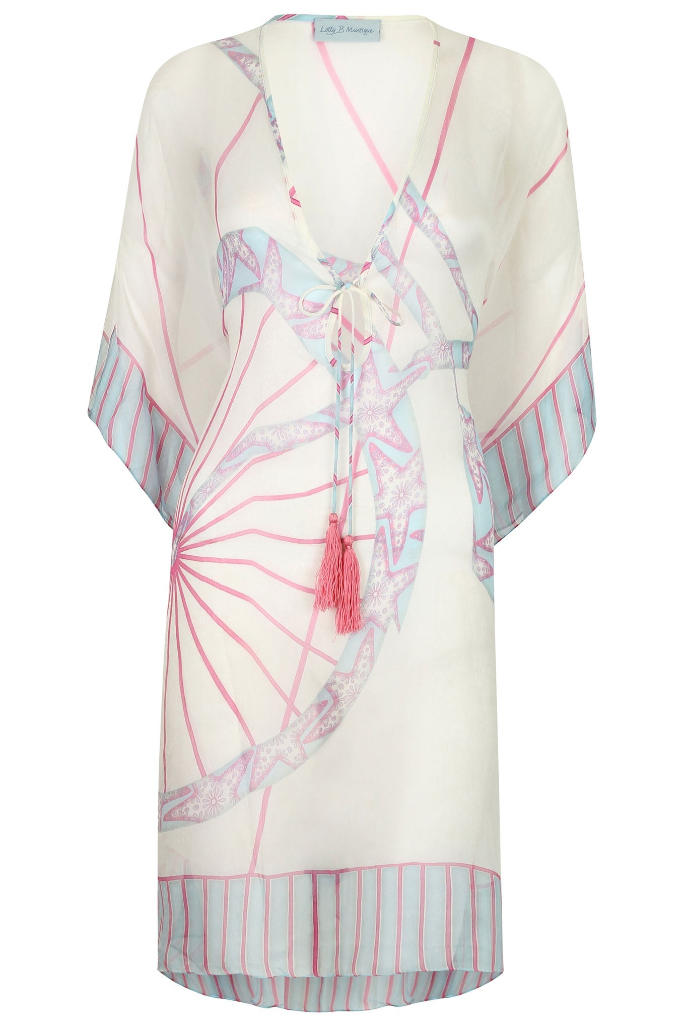 Lotty B Short Kaftan in Chiffon: BICYCLE - PINK