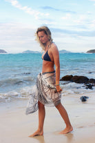 Lotty B Sarong in Silk Chiffon: BICYCLE - BLACK & WHITE beach life