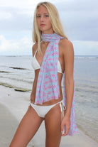 Lotty B Silk Crepe-de-Chine Long Scarf BICYCLE REPEAT - PINK Pasture Bay