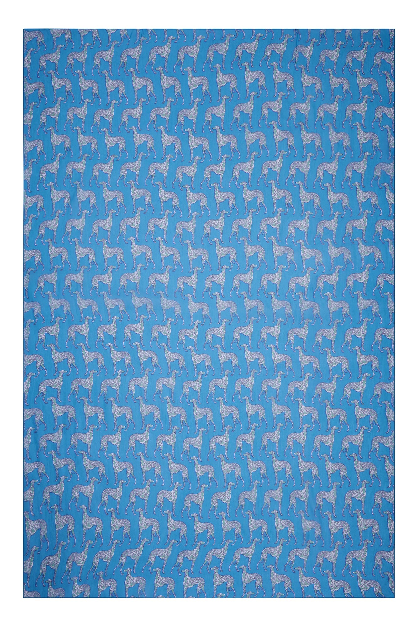 Chiffon silk sarong scarf in Lurcher green & blue print by designer Lotty B Mustique