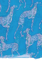 Chiffon silk sarong scarf fabric detail in Lurcher green & blue print by designer Lotty B Mustique