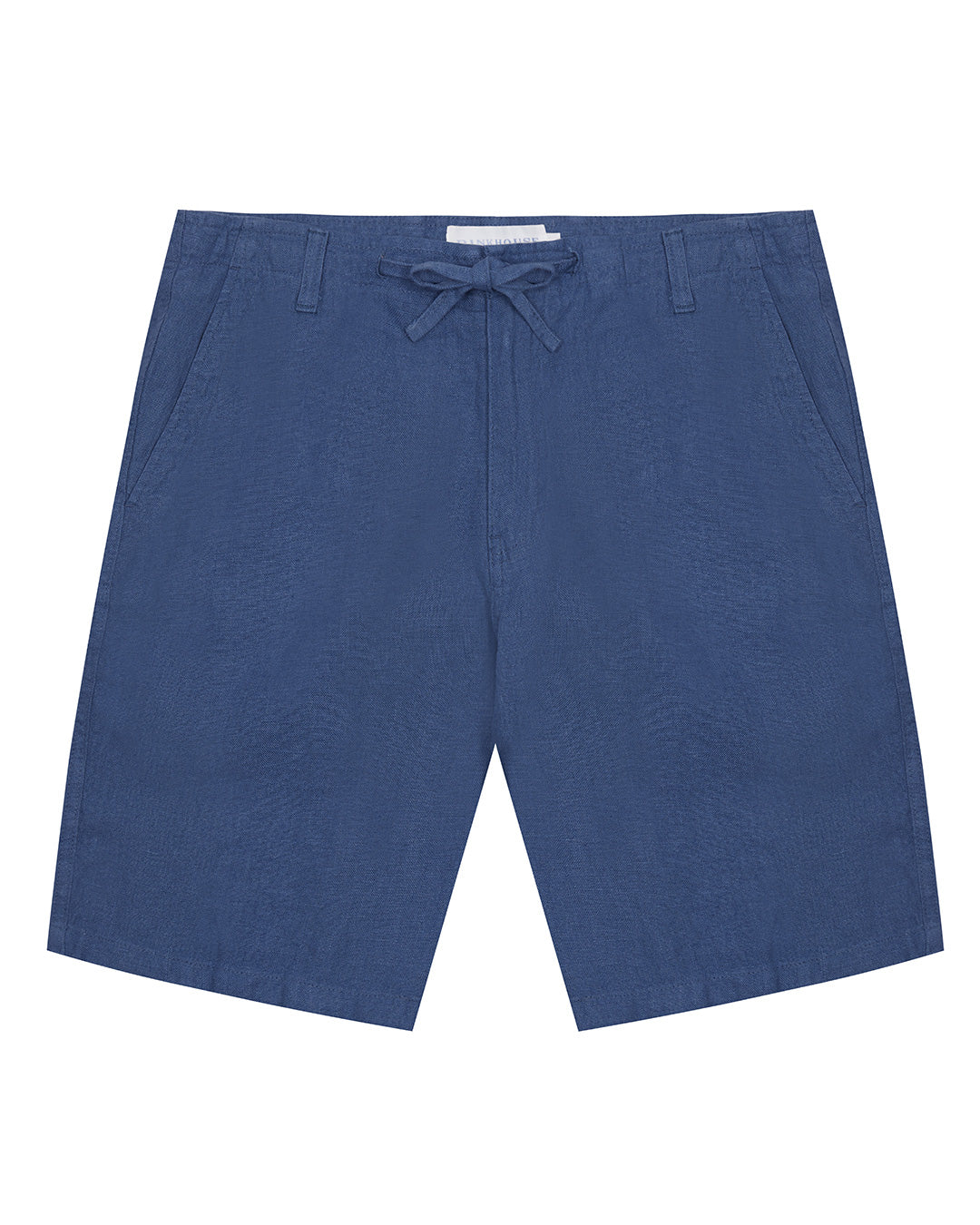 Mens pure linen casual shorts in mid blue by Pink House