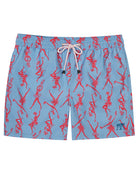 Men's blue and pink Fruit Punch swim shorts in repreve recycled polyester mix by Lotty B for Pink House