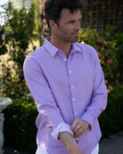 Mens plain lilac linen summer shirt