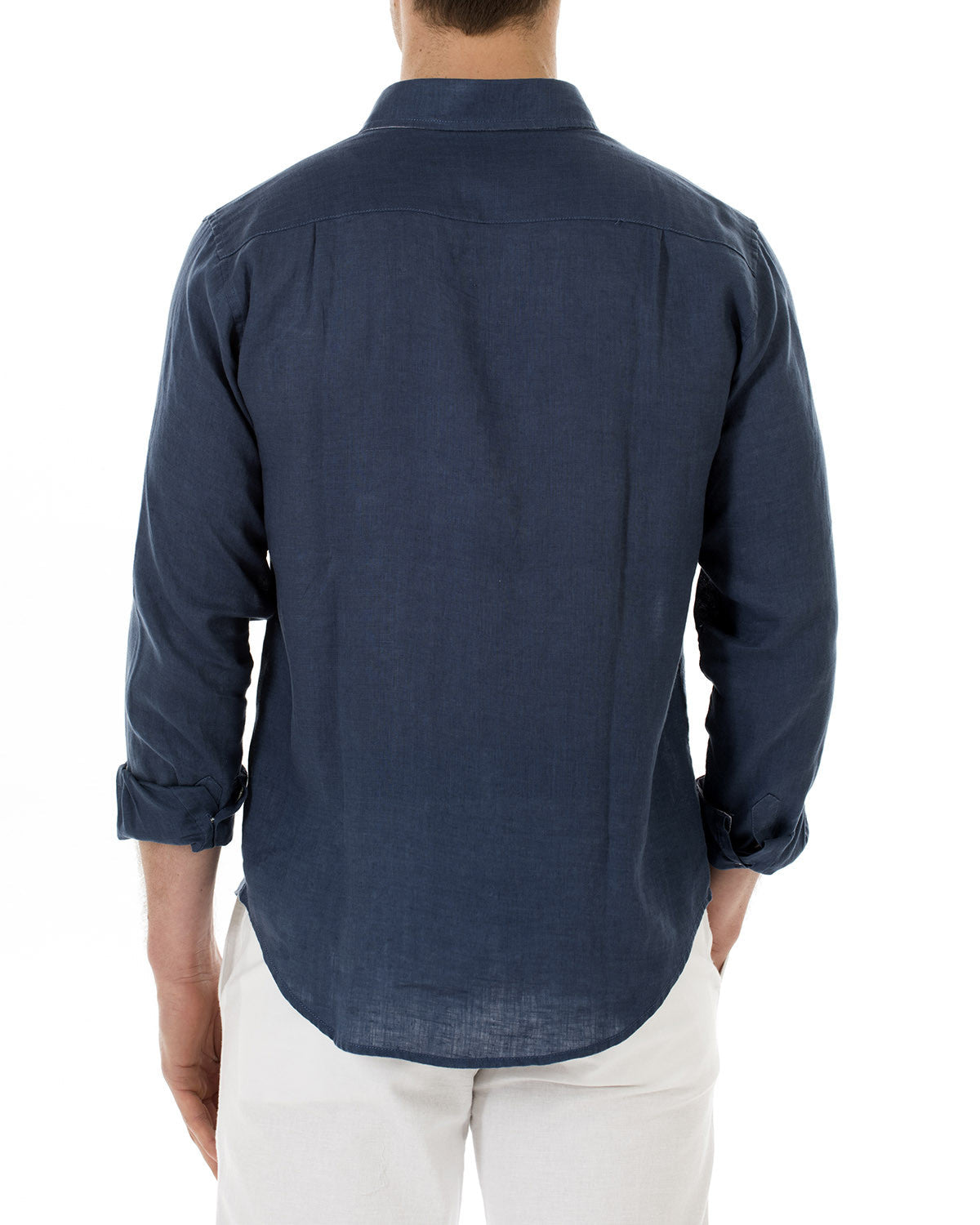 Mens Linen Shirt (Ensign Blue) Back