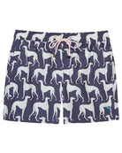 Men's recycled swim shorts in Lurcher aubergine print