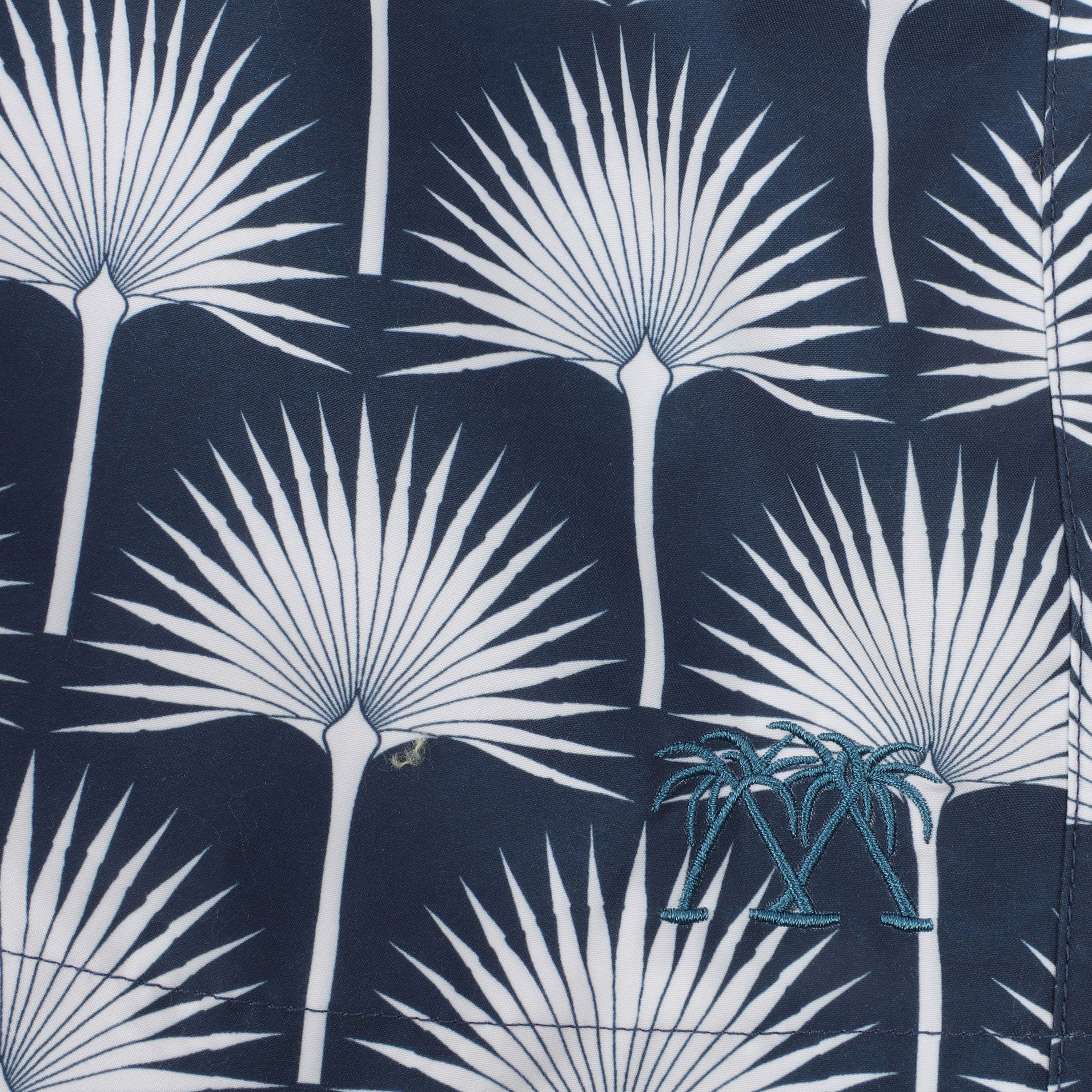 Mens swim trunks : FAN PALM - NAVY, detail