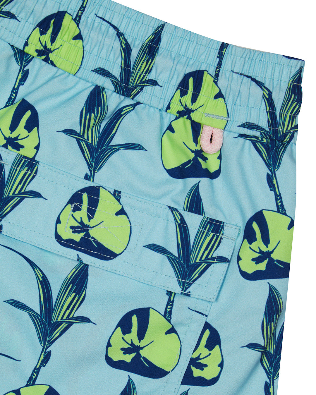 Sustainable swim shorts made from soft recycled Repreve fabric designed by Lotty B Mustique