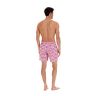 Mens designer swim wear Guava red print by Lotty B Mustique