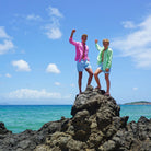 Kids sustainable vacation clothes, finest linen shirt in Fuchsia Pink, Mustique island lifestyle