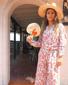 Kim blouse with matching Gabija palazzo pants for wedding party silk suit flamboyant flower orange