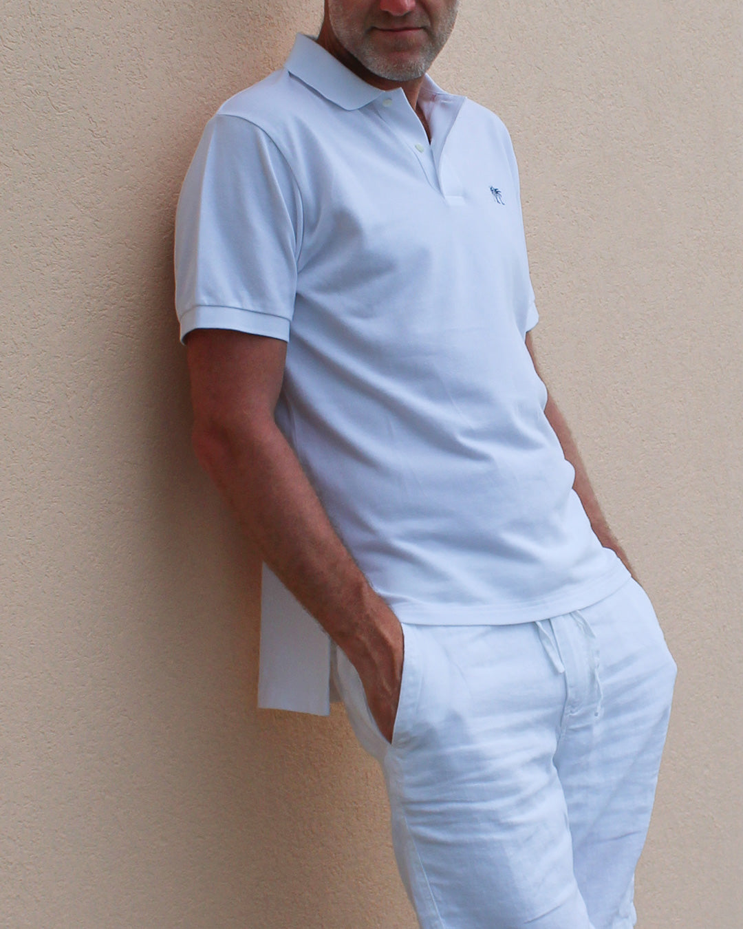 Premium Mens pure cotton white polo shirt sports holiday style